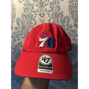 Philadelphia 76ers Hat Spell Out Logo Strap Back NBA Basketball 47 Brand Dad Cap